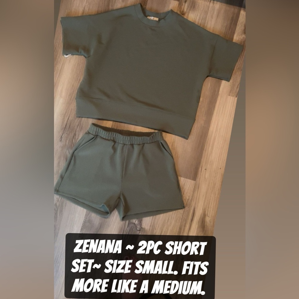 Zenana Outfitters Women's Olive Athletic Shorts Set